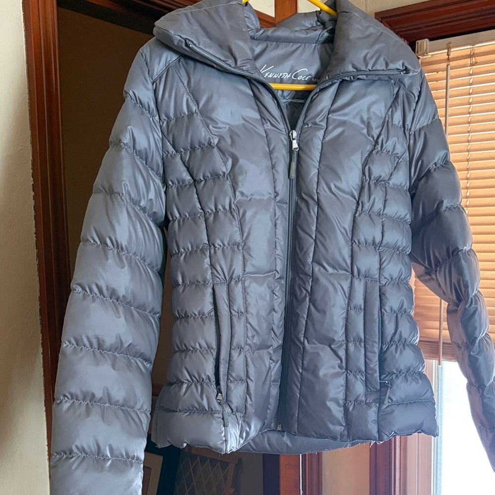Charter Club Metallic Gray Puffer Jacket